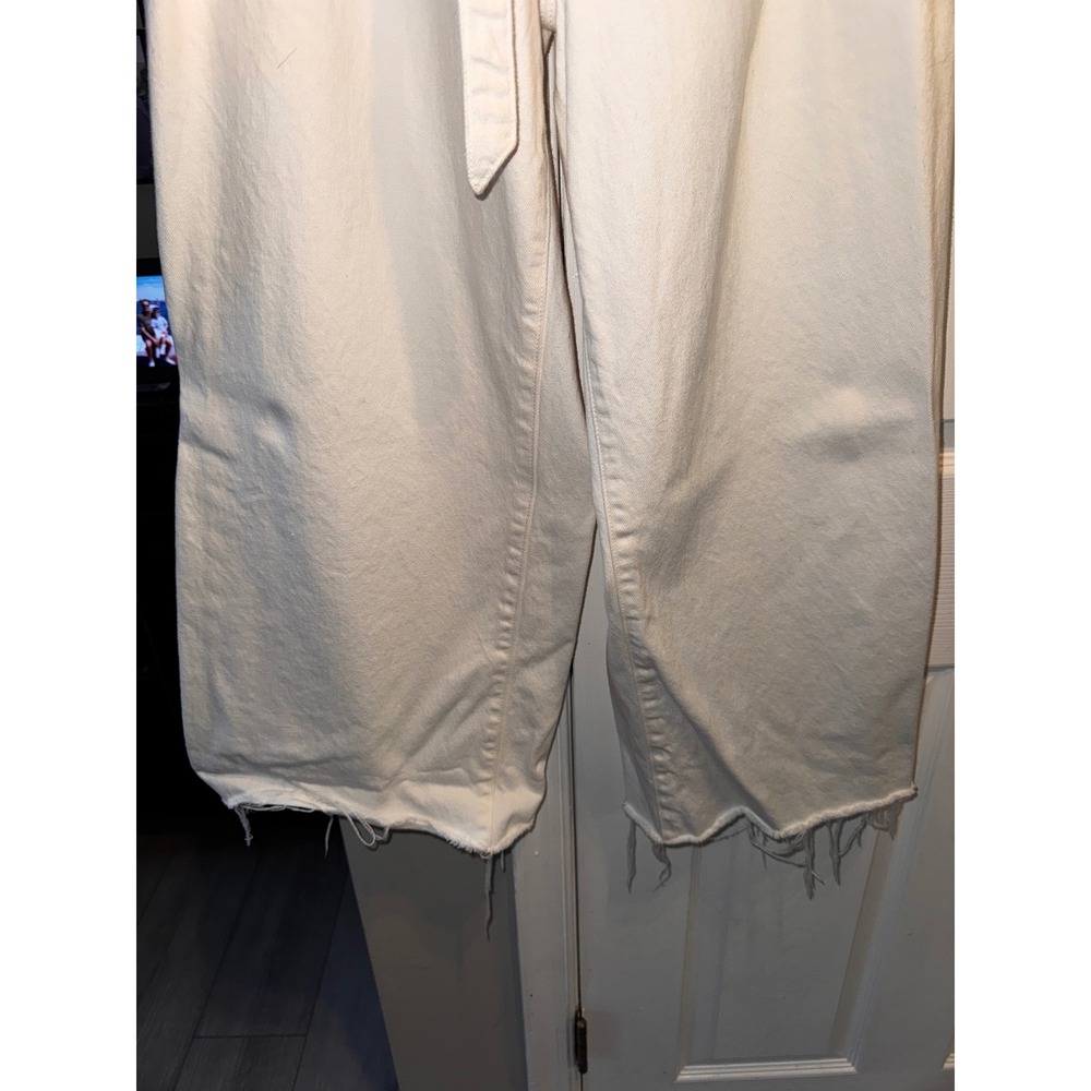 J Brand White Wide Leg Crop Jeans Paperbag Waist Casual Size 32 - Picture 6 of 12